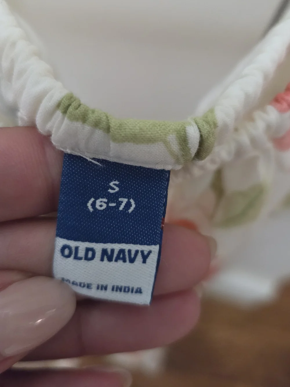 Old Navy White Floral Dress with Red, Blue & Green Accents